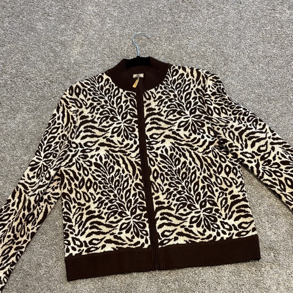 Brown and Cream Patterned Women's Jacket